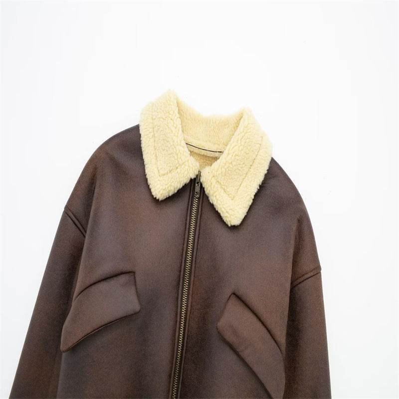 Thickened Lapel Double-sided Pilot Short Jacket For Women MuddyStock