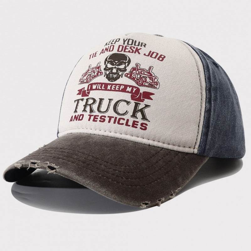 Peaked Hard Top Summer Letter Printing Stylish Baseball Cap Coffee Brim Navy Blue Hat Body Adjustable MuddyStock