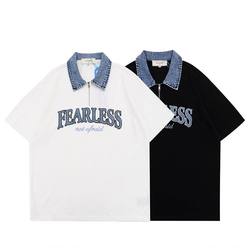 Letter Patch Short-sleeved T-shirt For Men And Women MuddyStock