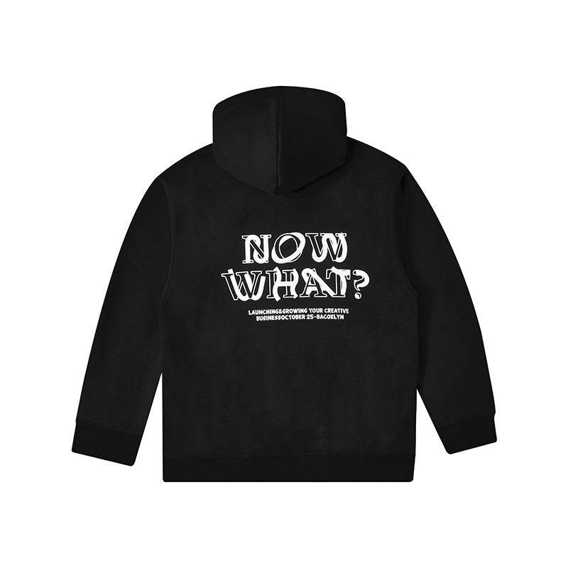 Fleece-lined Printed Hoodie For Men And Women Black MuddyStock