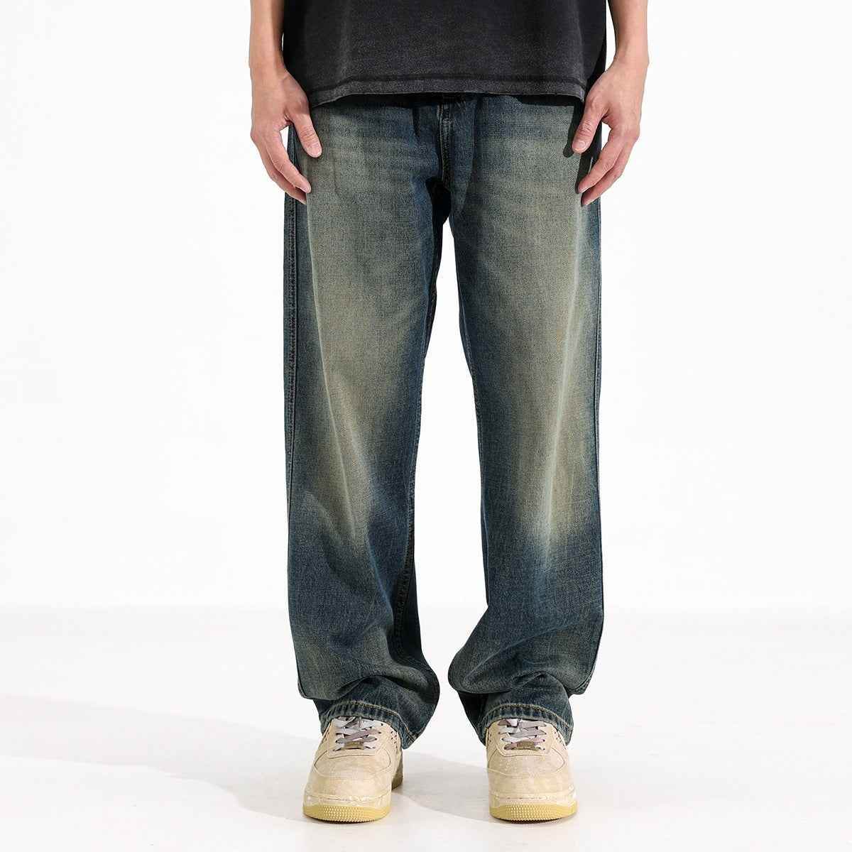 Casual Loose Drooping Straight Jeans For Men MuddyStock