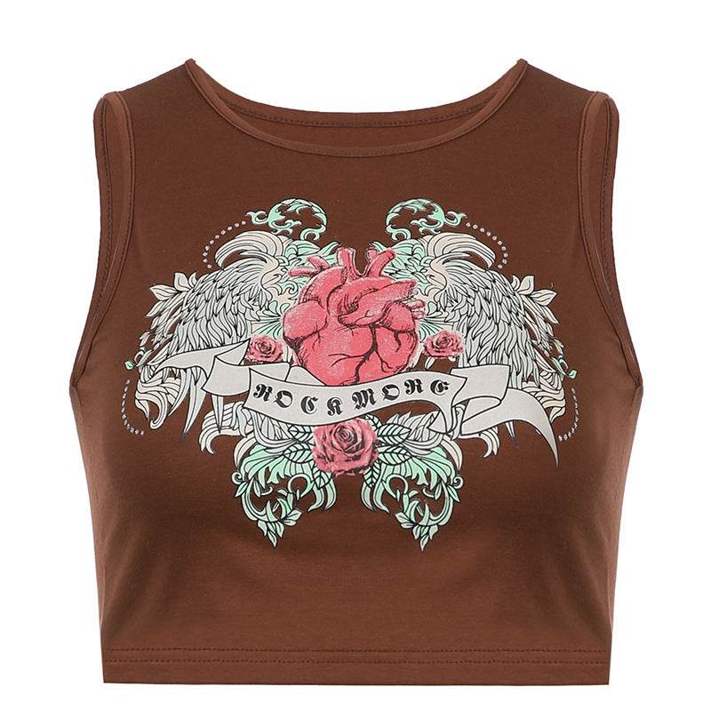 Printed Vest For Women Brown MuddyStock