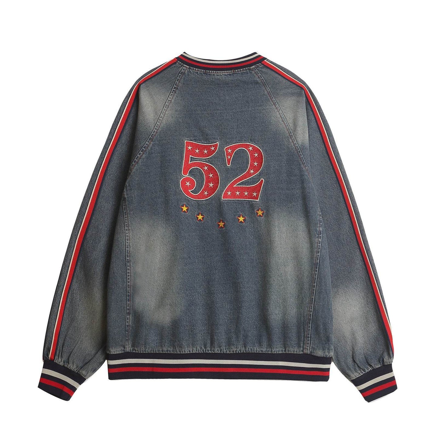 Letter Embroidered V-Neck Denim Sweatshirt For Men And Women | MuddyStock Originals eprolo