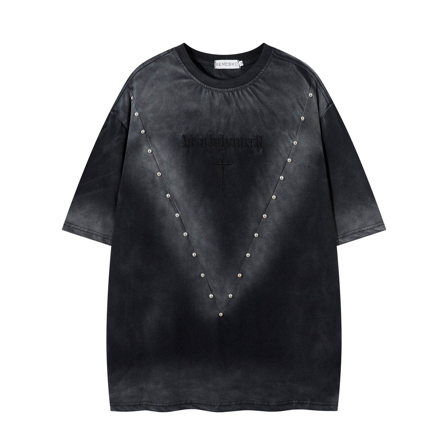 Streetwear Washed Beaded Short Sleeve T-Shirt For Men And Women | MuddyStock Originals MuddyStock