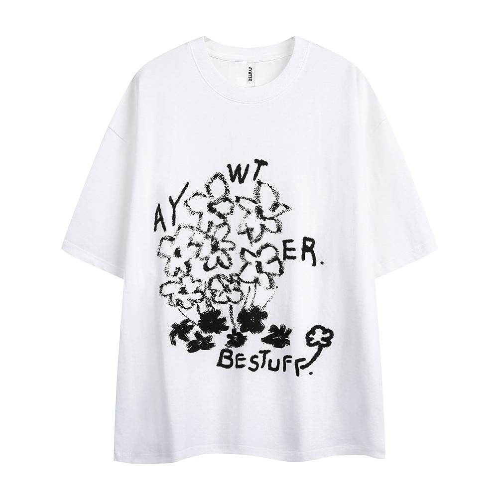 Women's Loose Casual Short-sleeved Top White MuddyStock
