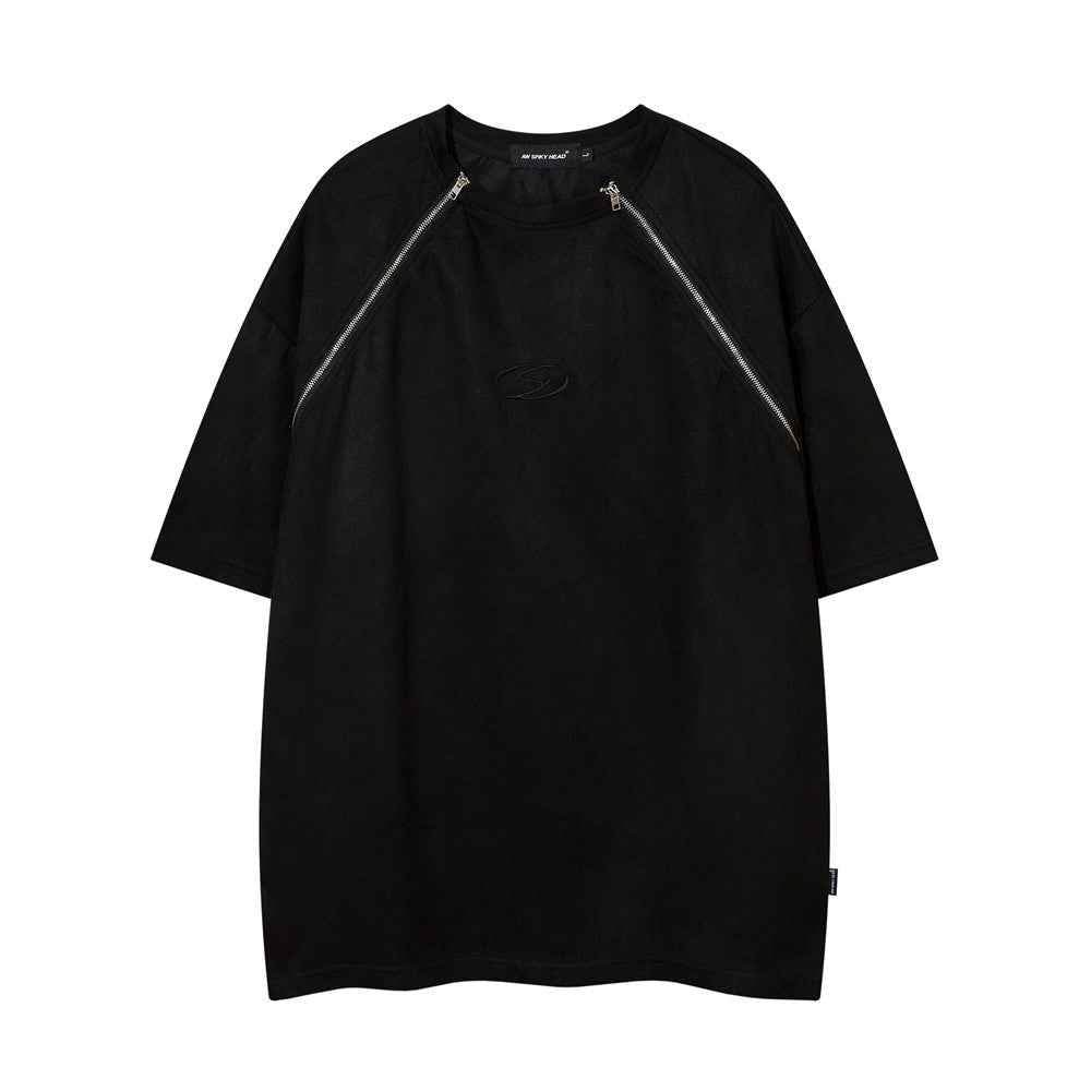 Men's Double Zipper Short-sleeved T-shirt MuddyStock