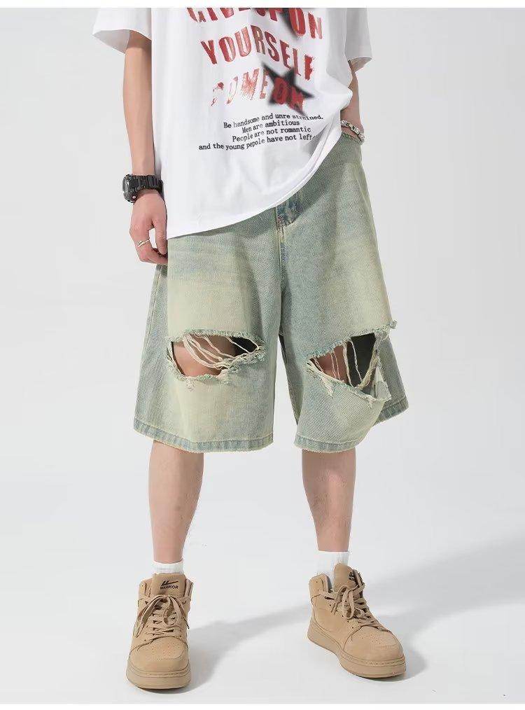 Ripped Denim Shorts For Men MuddyStock