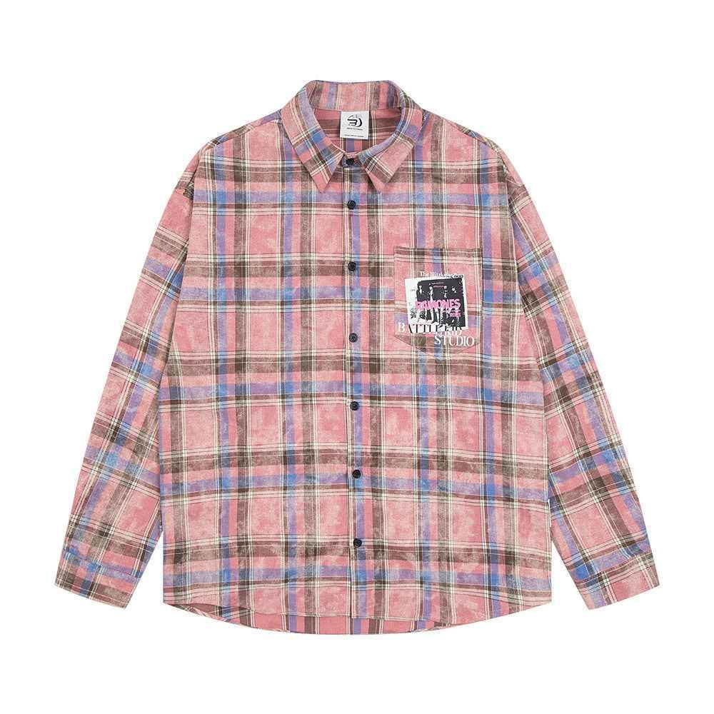 Plaid Loose Long Sleeves Shirt For Men And Women MuddyStock
