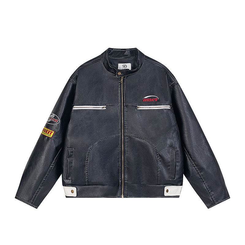 PU leather jacket motorcycle suit for men and women | MuddyStock Originals Black MuddyStock