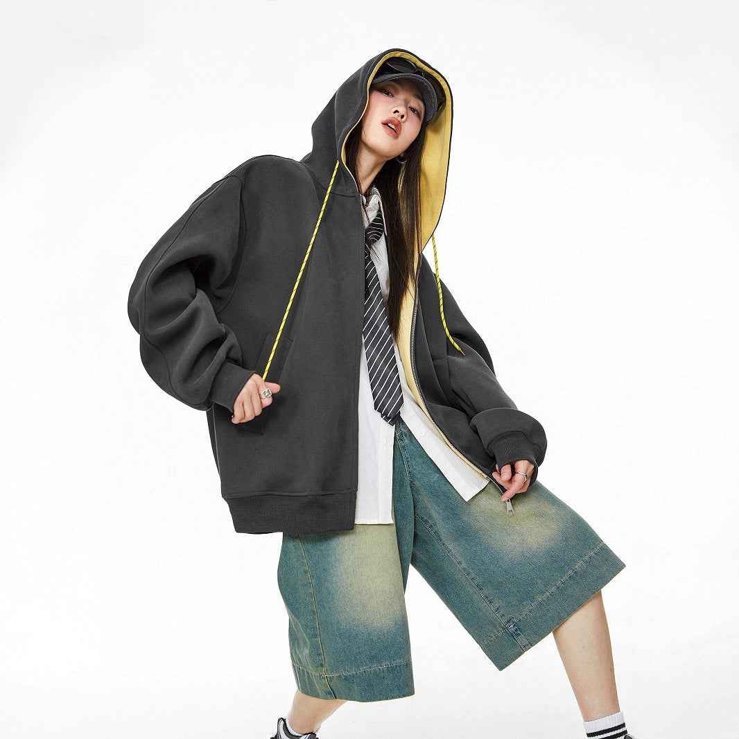 Retro Color-block Hoodie For Women | MuddyStock Originals Dark Gray