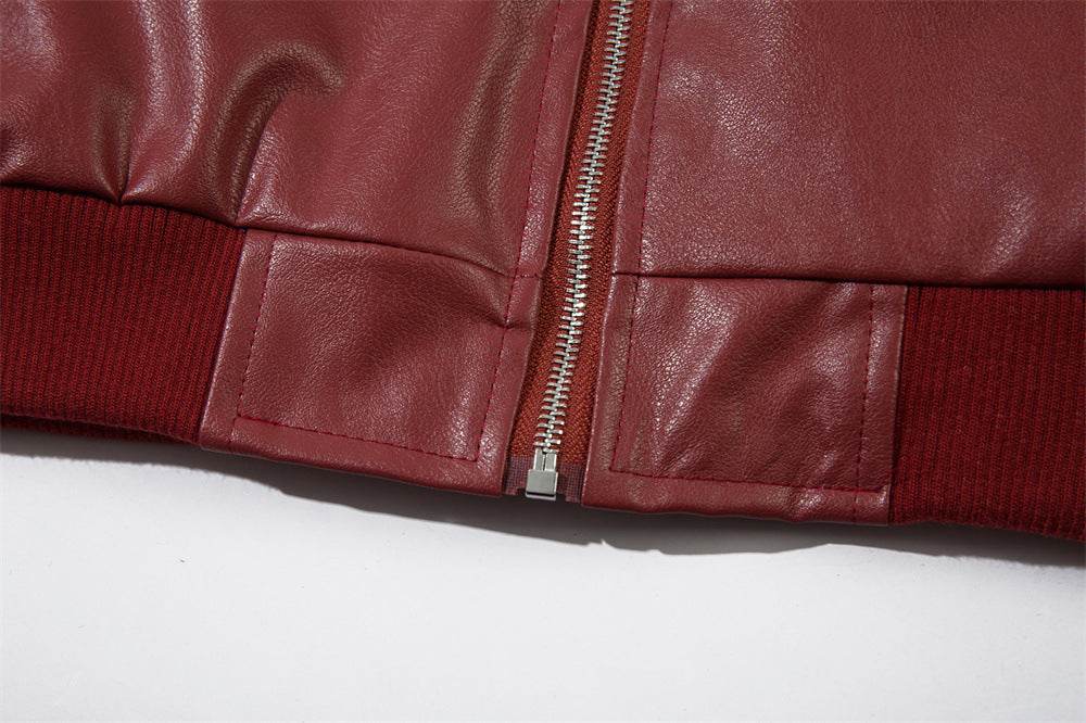 Retro Car Printing Loose Lapels Leather Coat For Both Men And Women MuddyStock
