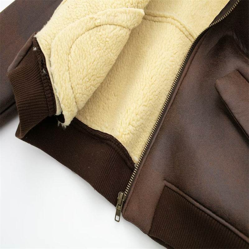 Thickened Lapel Double-sided Pilot Short Jacket For Women MuddyStock