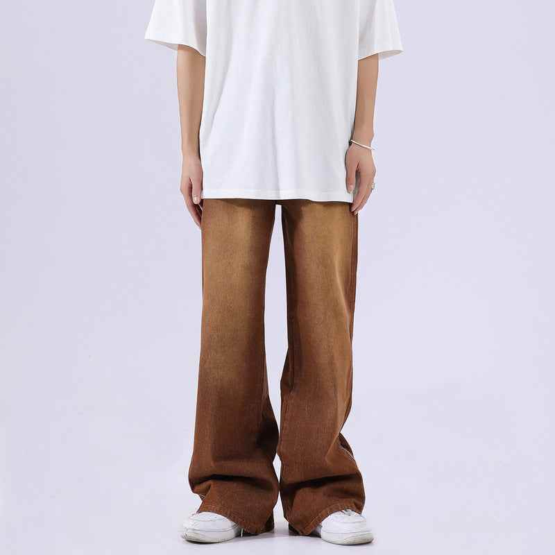 Vintage Distressed Washed Side Zipper Loose Pants For Men MuddyStock
