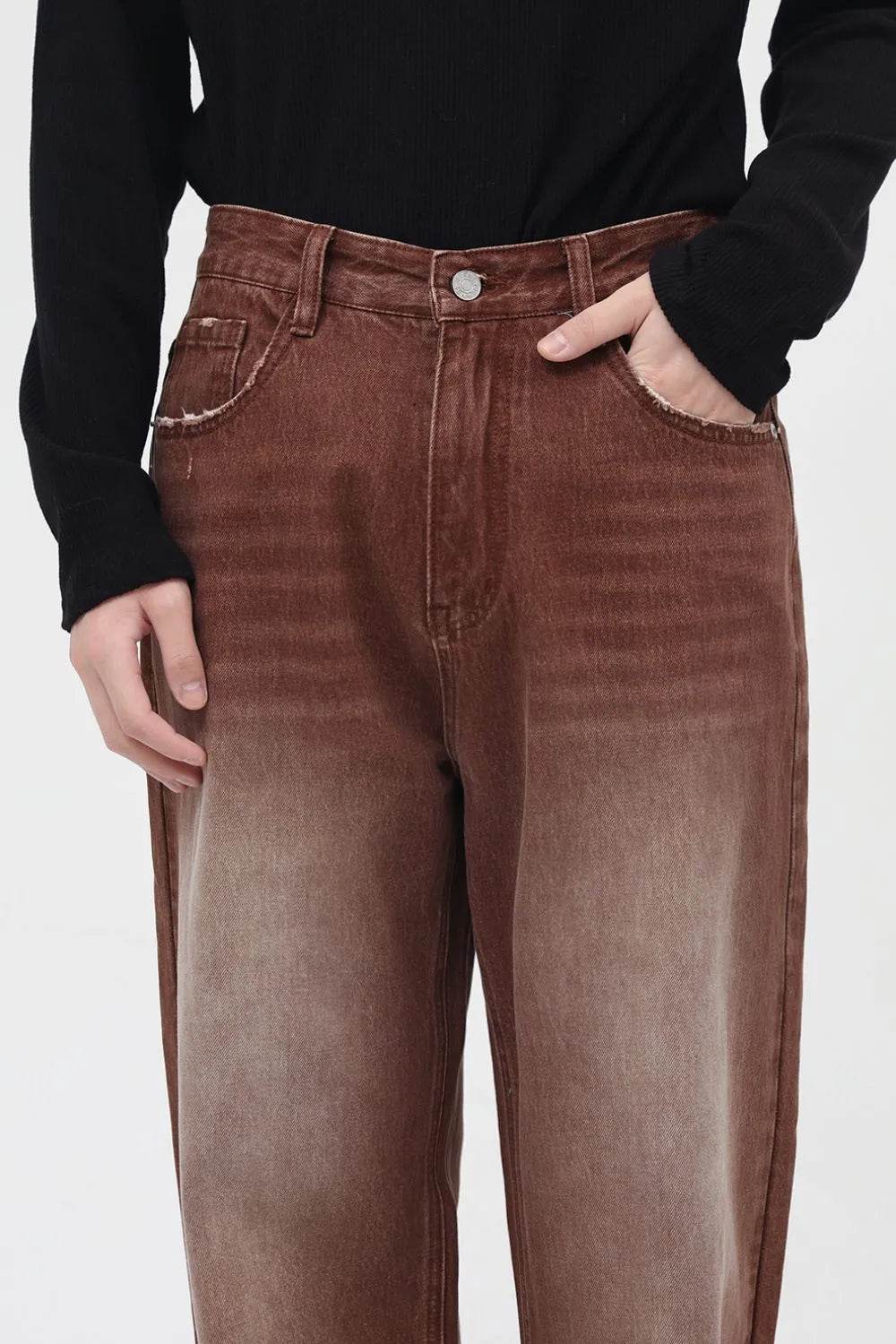 Wide Straight Jeans with Pockets For Men And Women | MuddyStock Originals Brown MuddyStock