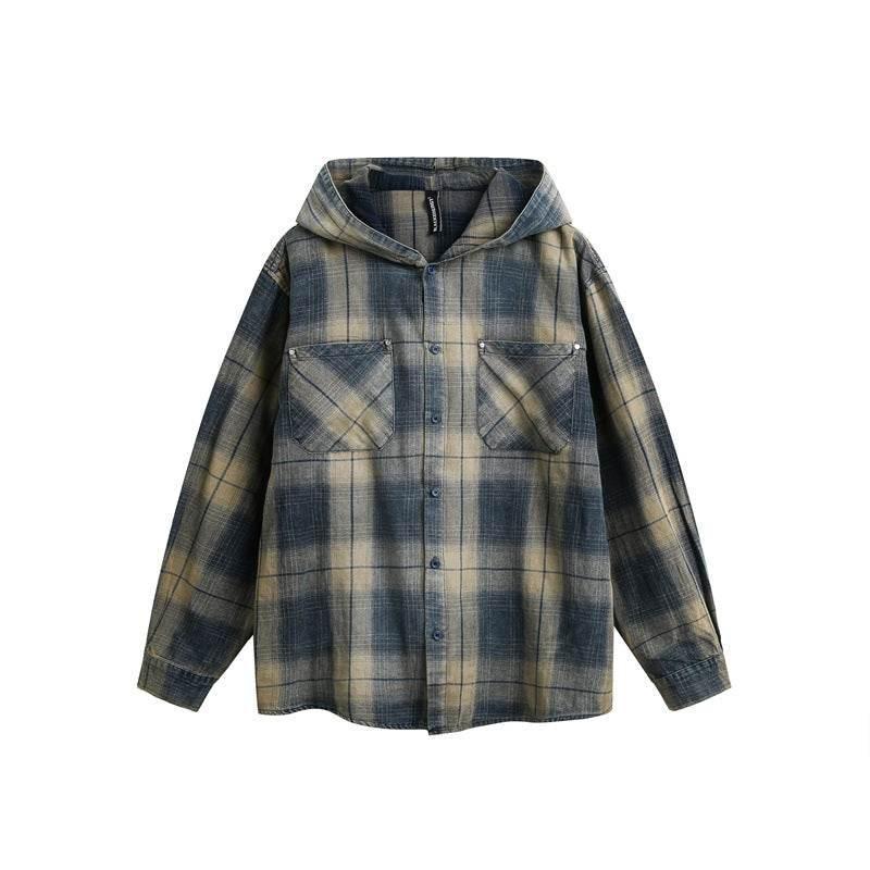Vintage plaid hooded shirt for men and women | MuddyStock Originals