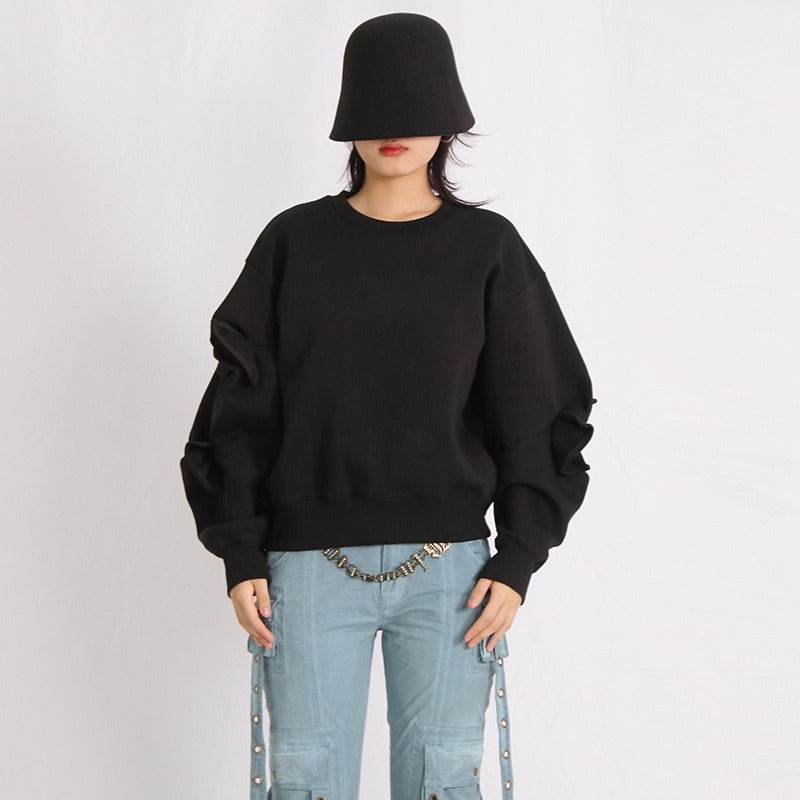 Patchwork Bow Sweatshirts For Women | MuddyStock Originals black MuddyStock