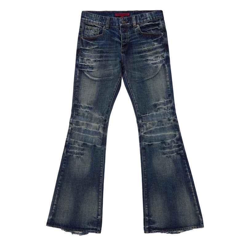 New Slightly Flared Vintage Jeans For Men Blue
