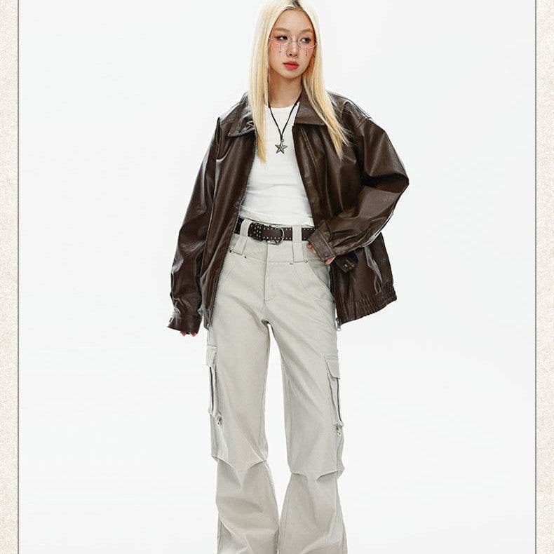 Retro Casual Fashion Drop Shoulder Lapel Jacket For Women MuddyStock
