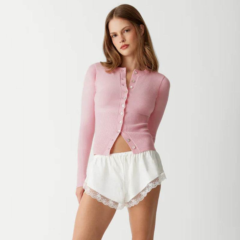 Women's Knitted Long Sleeve Slim Round Neck Top MuddyStock