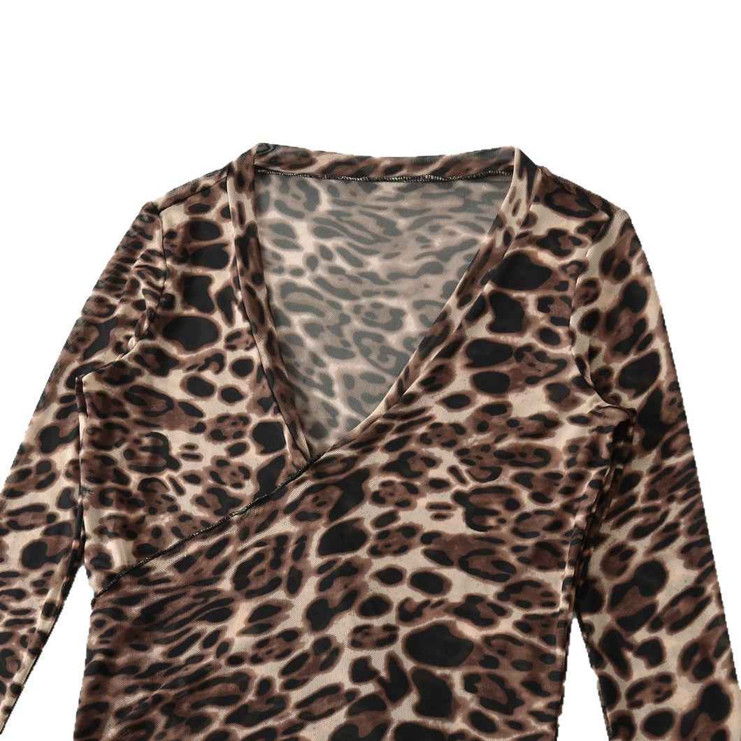 Leopard cross tie long sleeved top for women | MuddyStock Originals MuddyStock