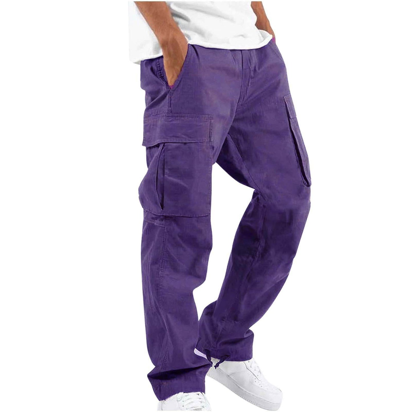 New Style Men's Overalls Drawstring Multi Pocket Casual Trousers | MuddyStock Originals Purple MuddyStock