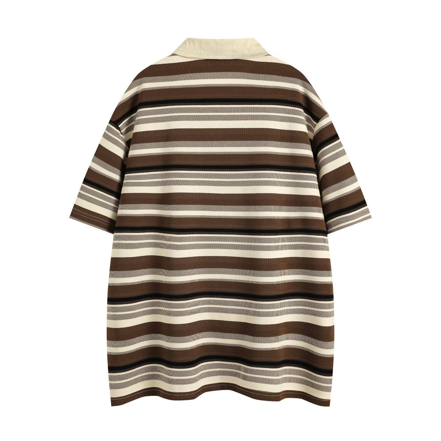 Retro Loose Striped Short-sleeved Polo Shirt For Men MuddyStock