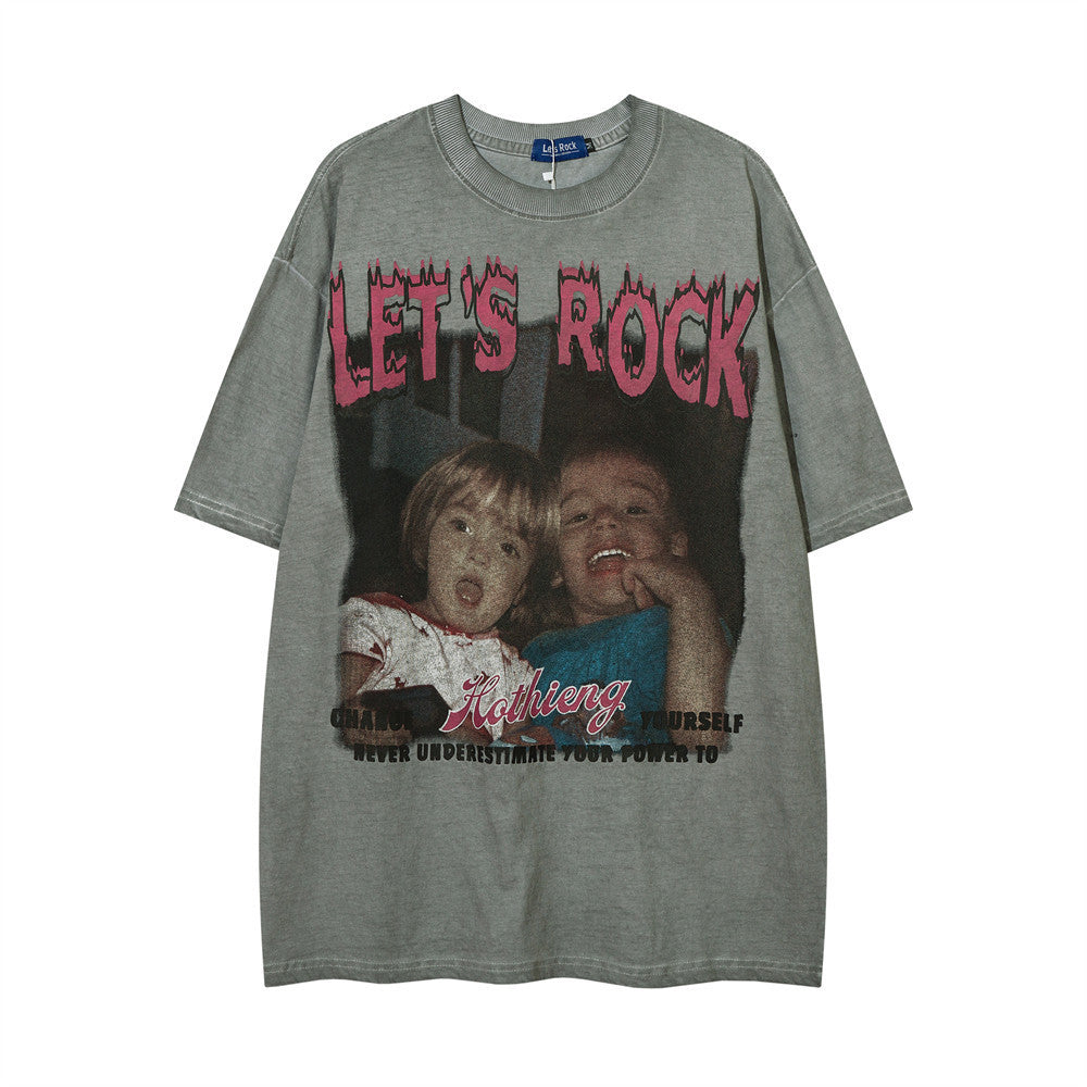 Fashion Personalized Printed Short-sleeved T-shirt For Men And Women Gray MuddyStock