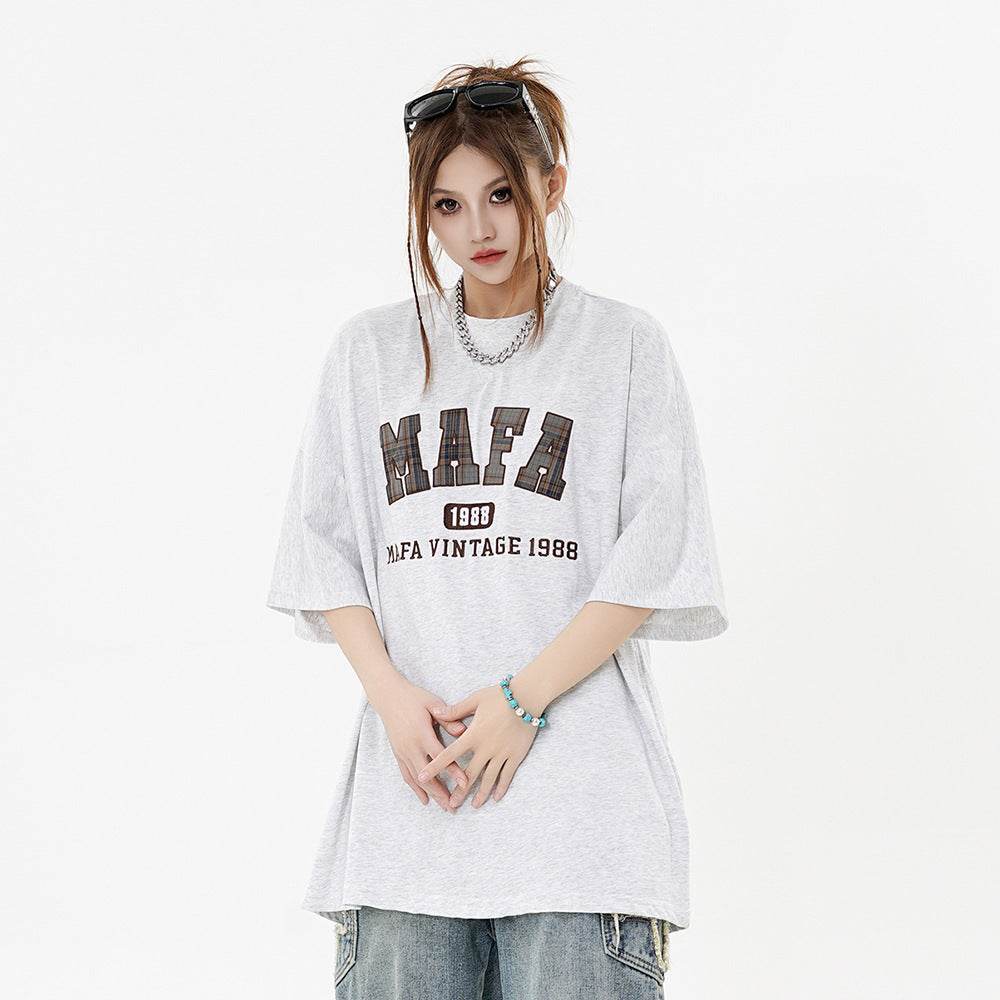 Letter Patch Embroidered Casual T-shirt For Women MuddyStock