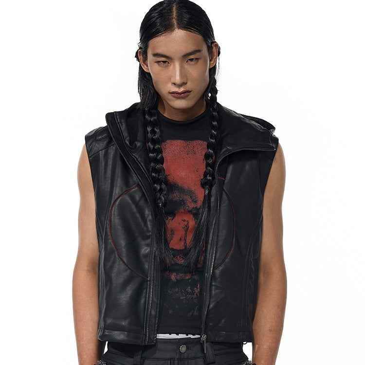 Short Hood Slim Fit Waistcoat Coat For Men MuddyStock