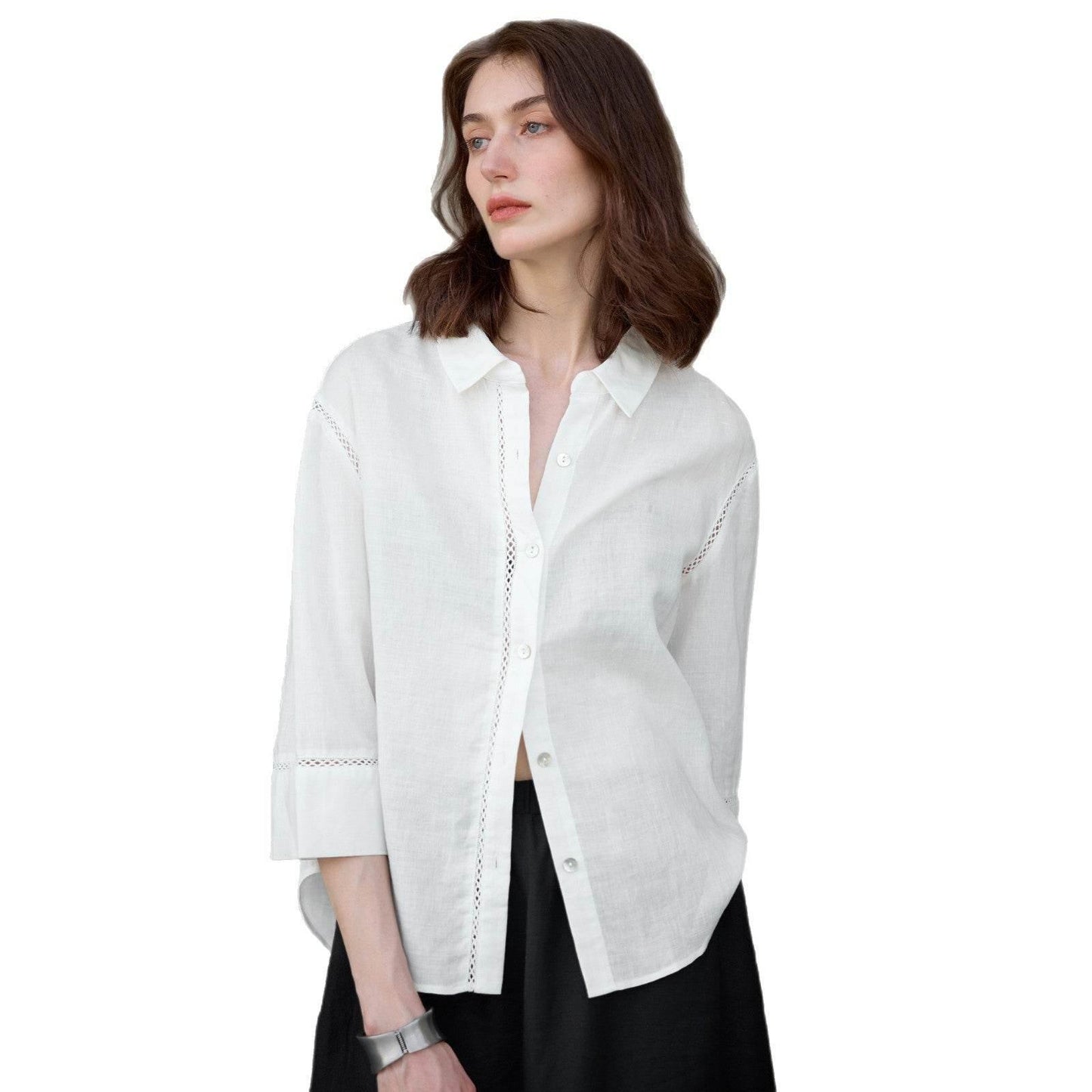 Lace-Up Placket Hollow Design Women's Shirt | MuddyStock Originals