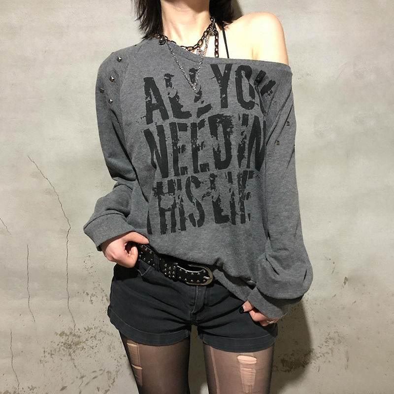 Loose Off-Shoulder Long Sleeve Top For Women | MuddyStock Originals