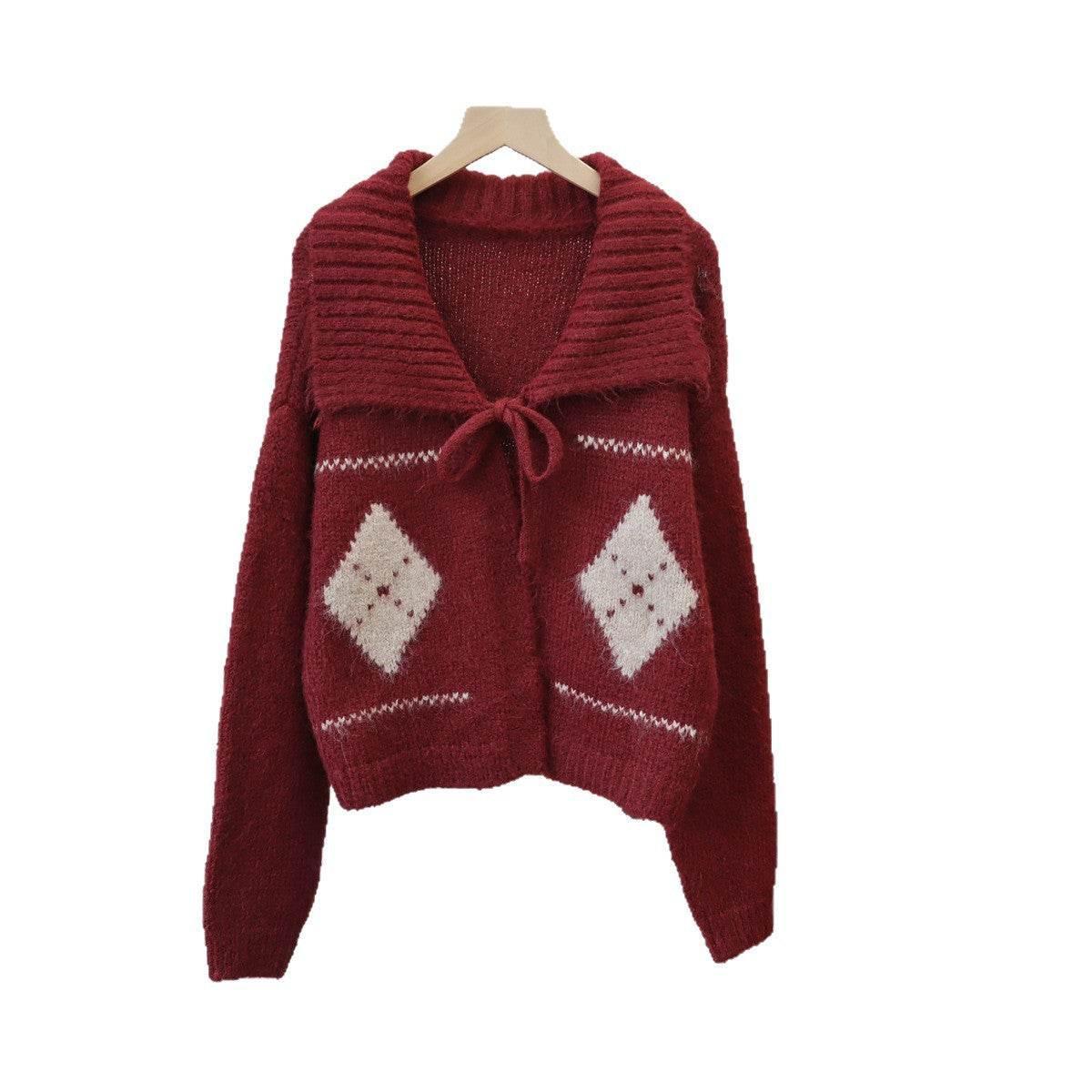 Vintage Grid Lapel Cardigan for Women | MuddyStock Originals