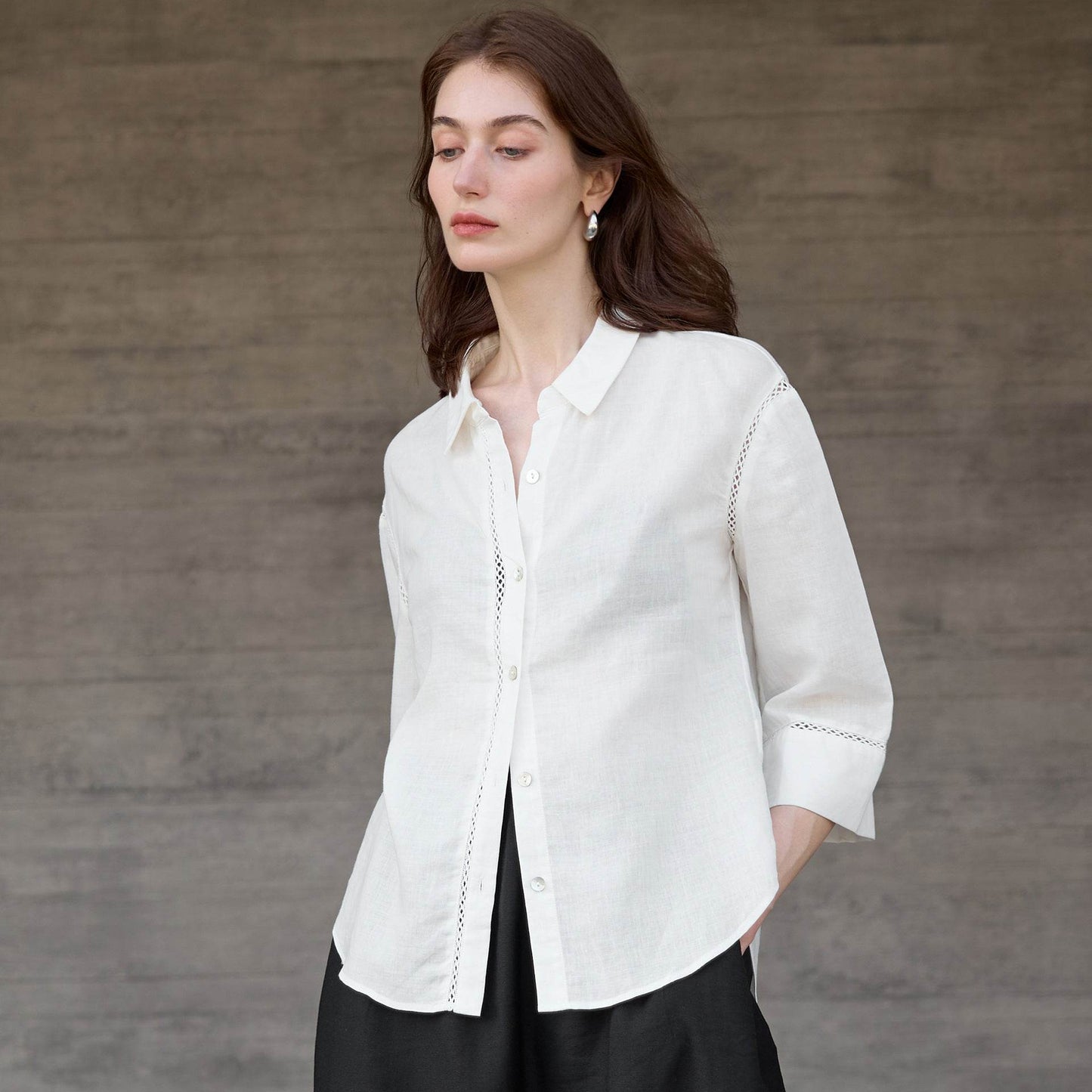 Lace-Up Placket Hollow Design Women's Shirt | MuddyStock Originals MuddyStock