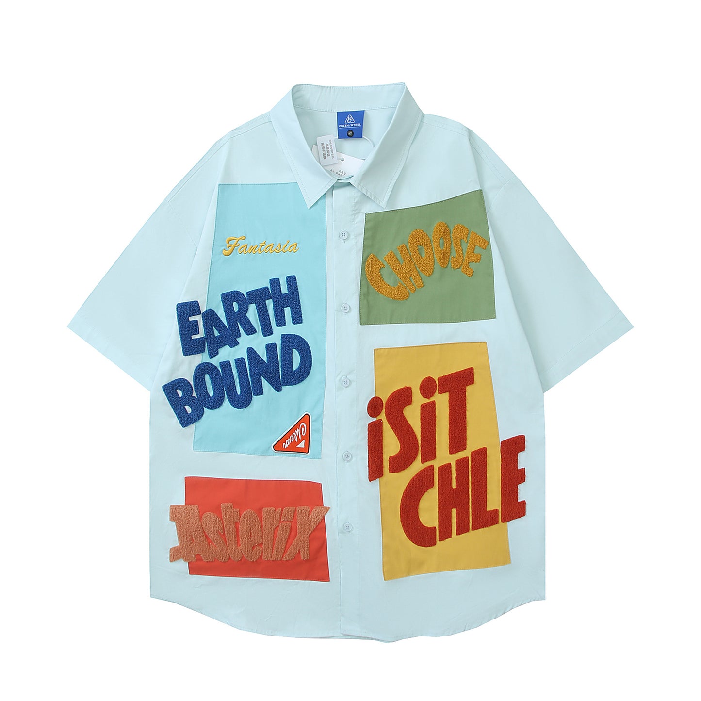 Retro Collar Short Sleeve Shirt For Men And Women | MuddyStock Originals Sky Blue eprolo