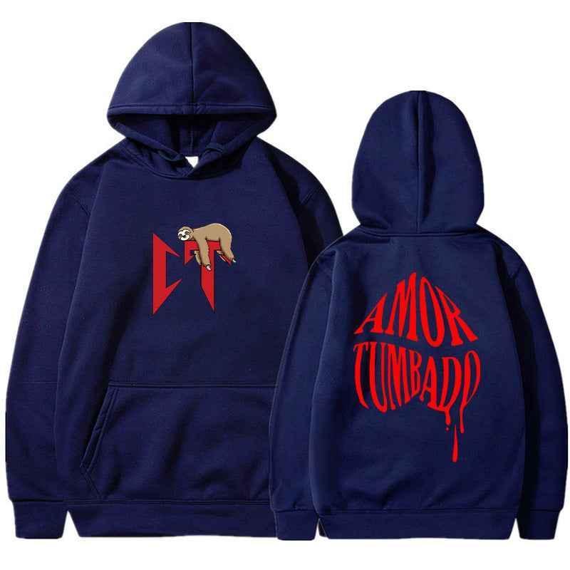 Long Sleeve Printed Hoodie For Men And Women | MuddyStock Originals Navy Blue