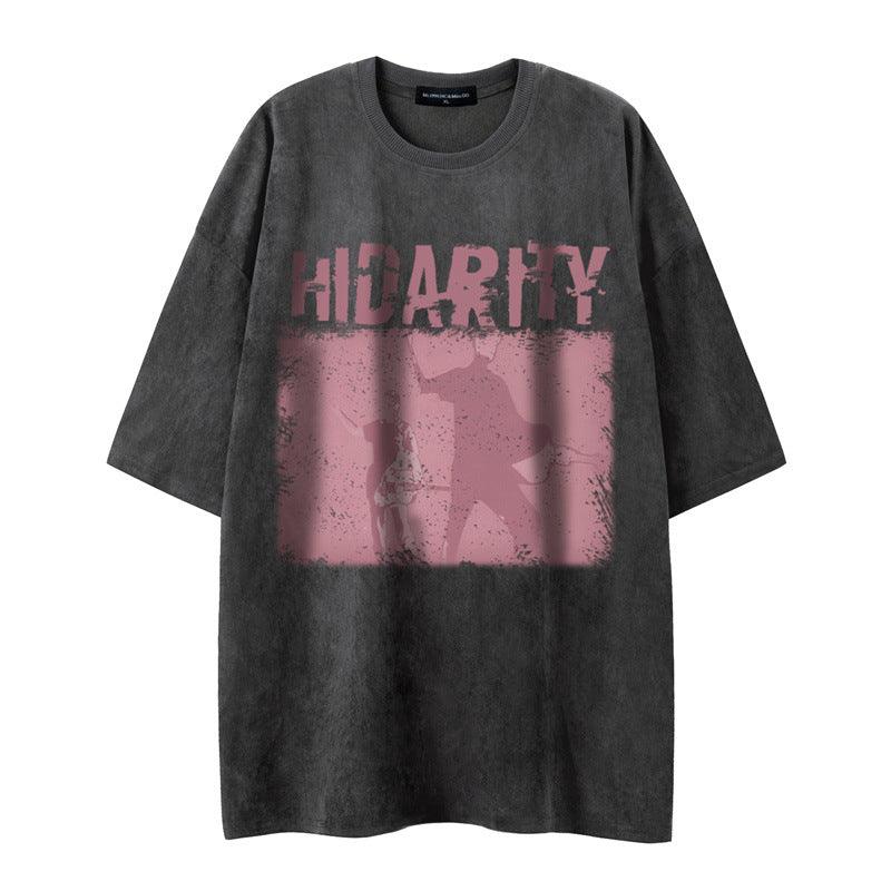 Abstract short sleeved letter figurine women's t-shirt | MuddyStock Originals Dark Grey