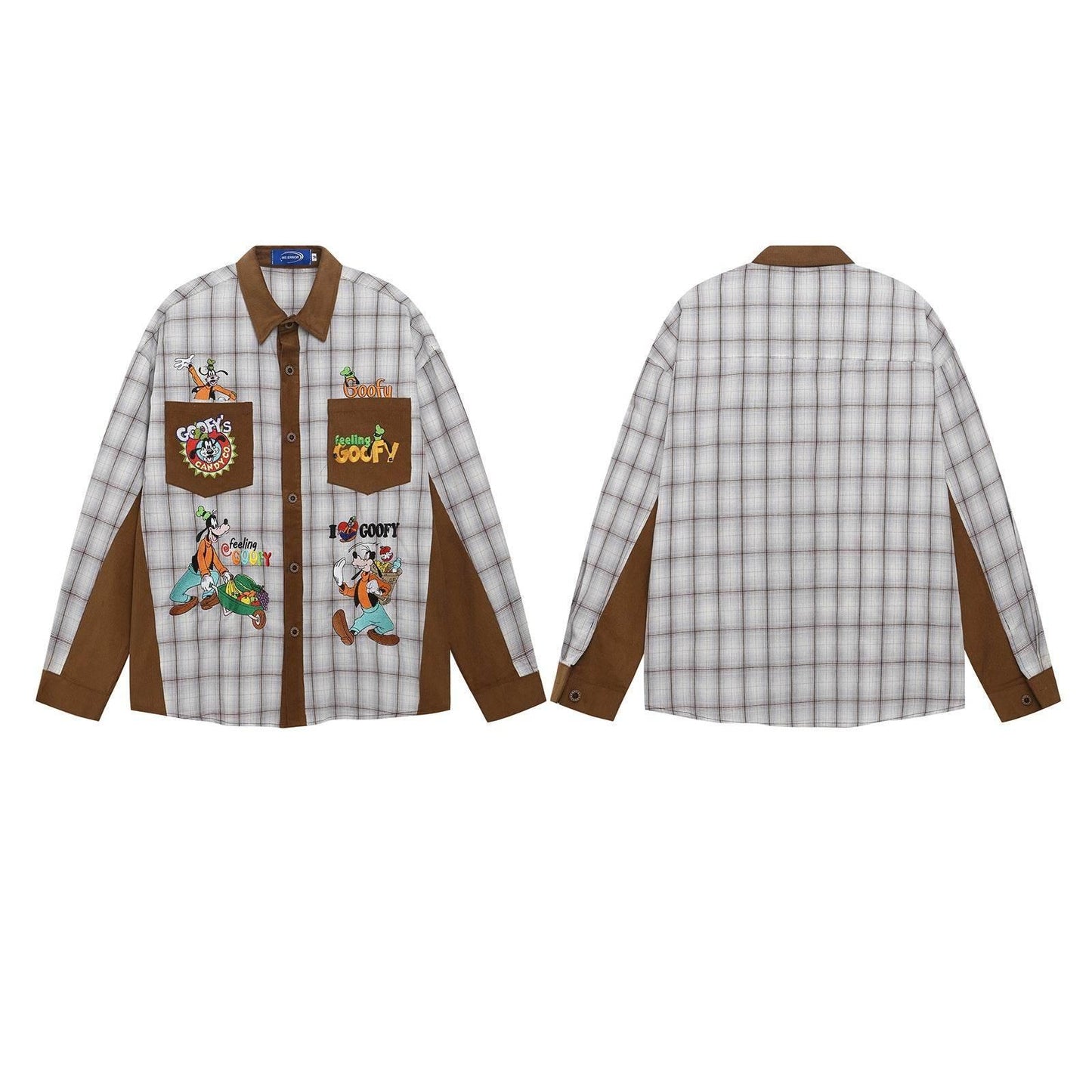 Mickey Embroidery Plaid Long Sleeve Shirt For Men And Women| MuddyStock Originals
