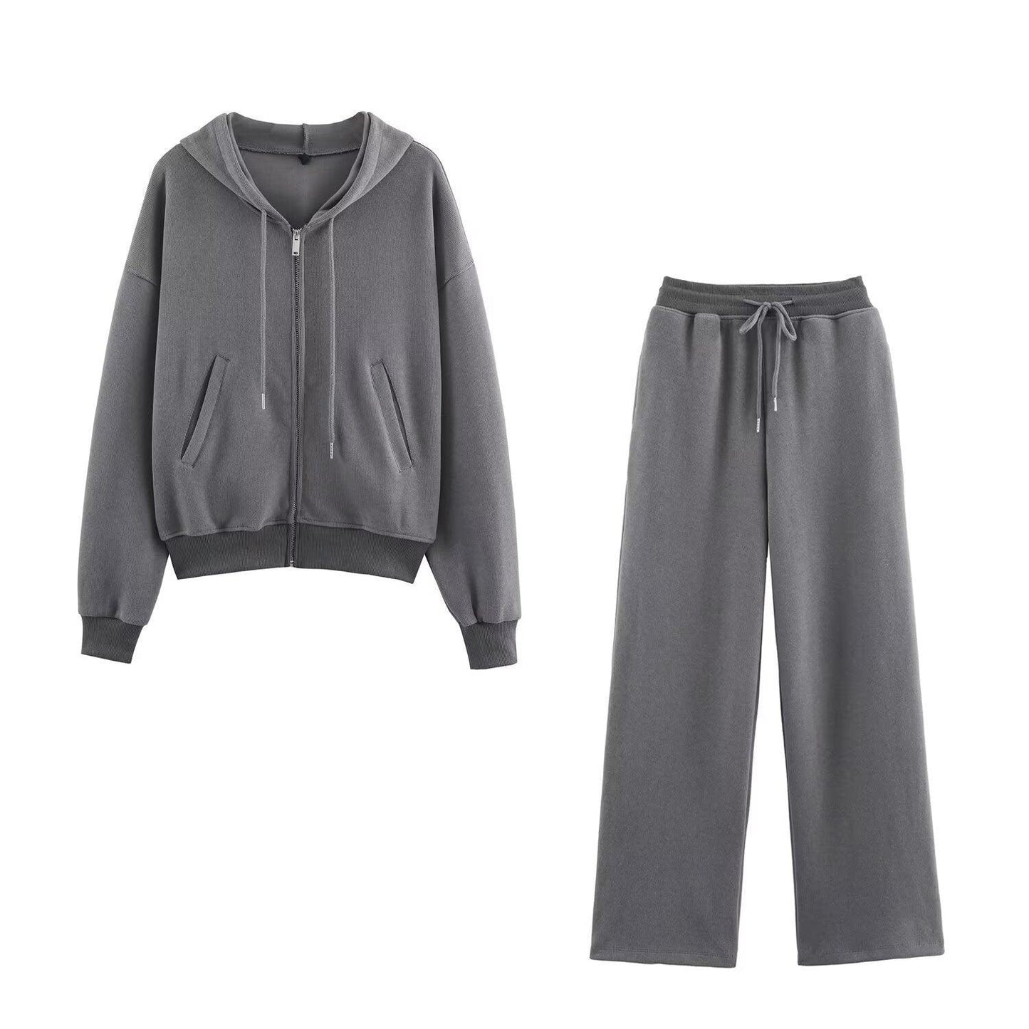 Ribbed hooded sweatshirt+straight leg pants for women | MuddyStock Originals