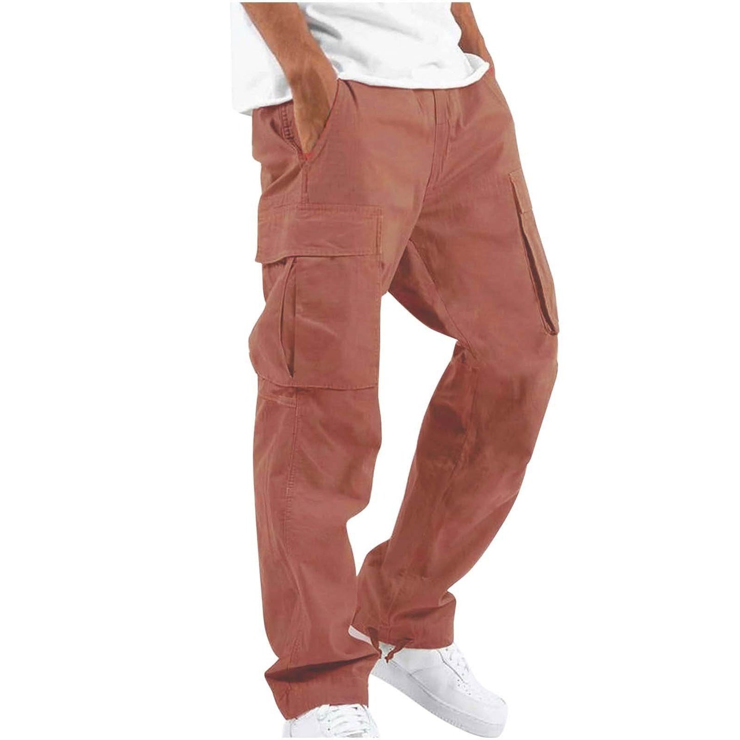 New Style Men's Overalls Drawstring Multi Pocket Casual Trousers | MuddyStock Originals Watermelon Red MuddyStock