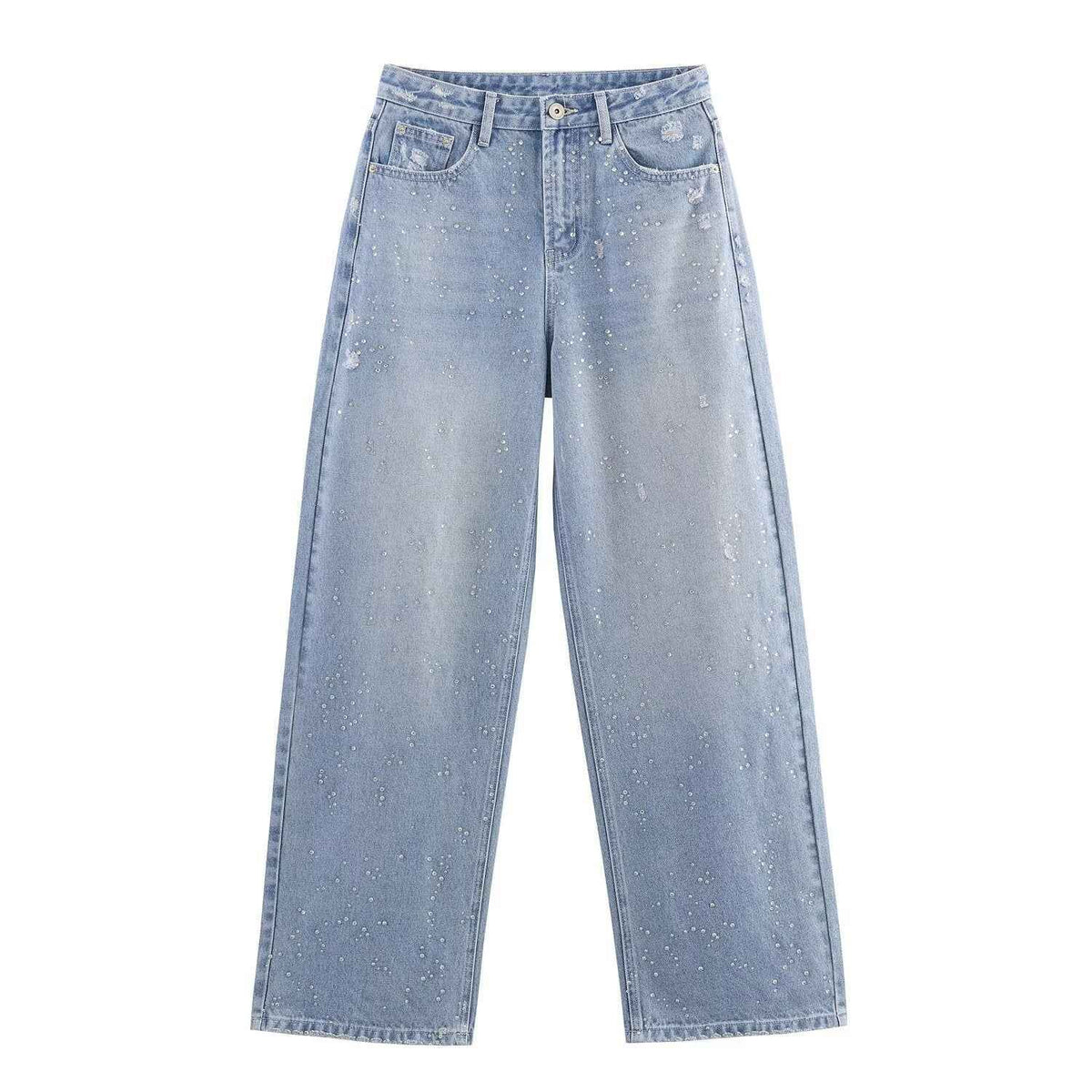 Denim Button Notched Collar Cropped Women's Jacket And Pants | MuddyStock Originals Pants