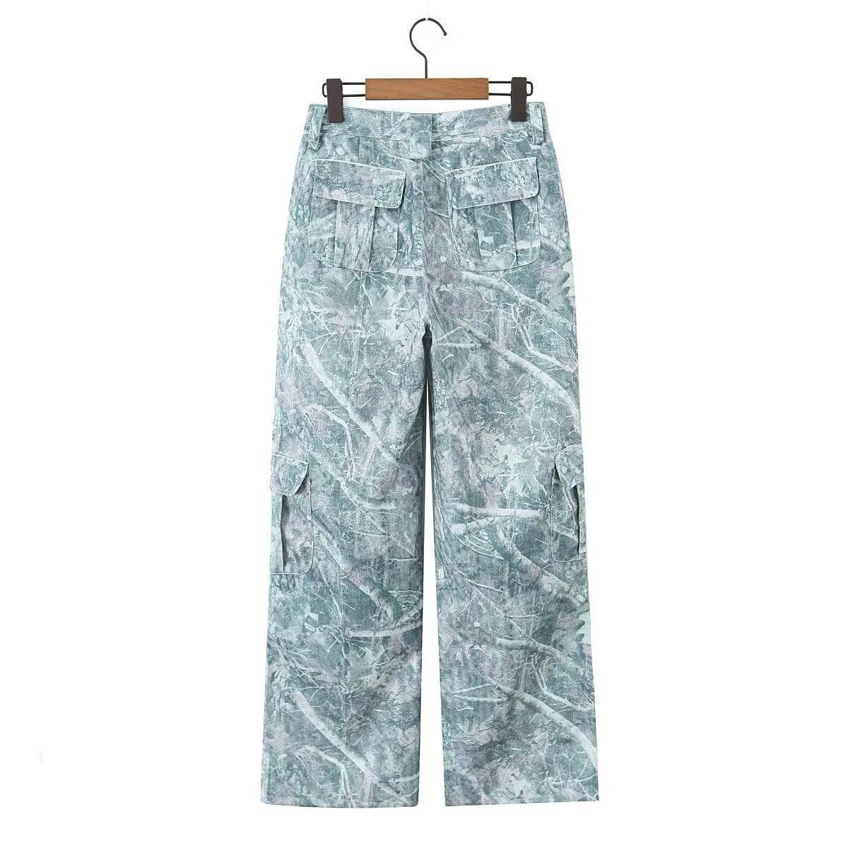 Fashionable pocket workwear low waisted pants denim printed pants For Women | MuddyStock Originals MuddyStock