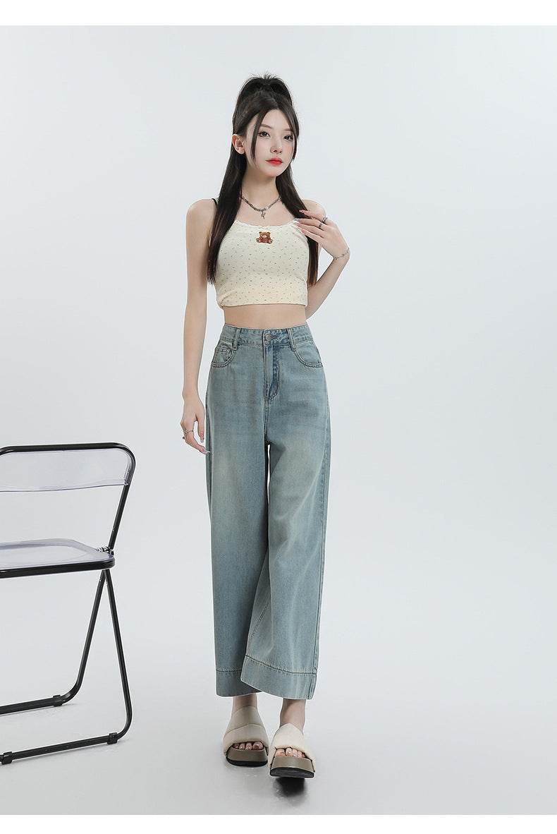 Straight Pear Shapes Ice Silk Wide-leg Pants MuddyStock