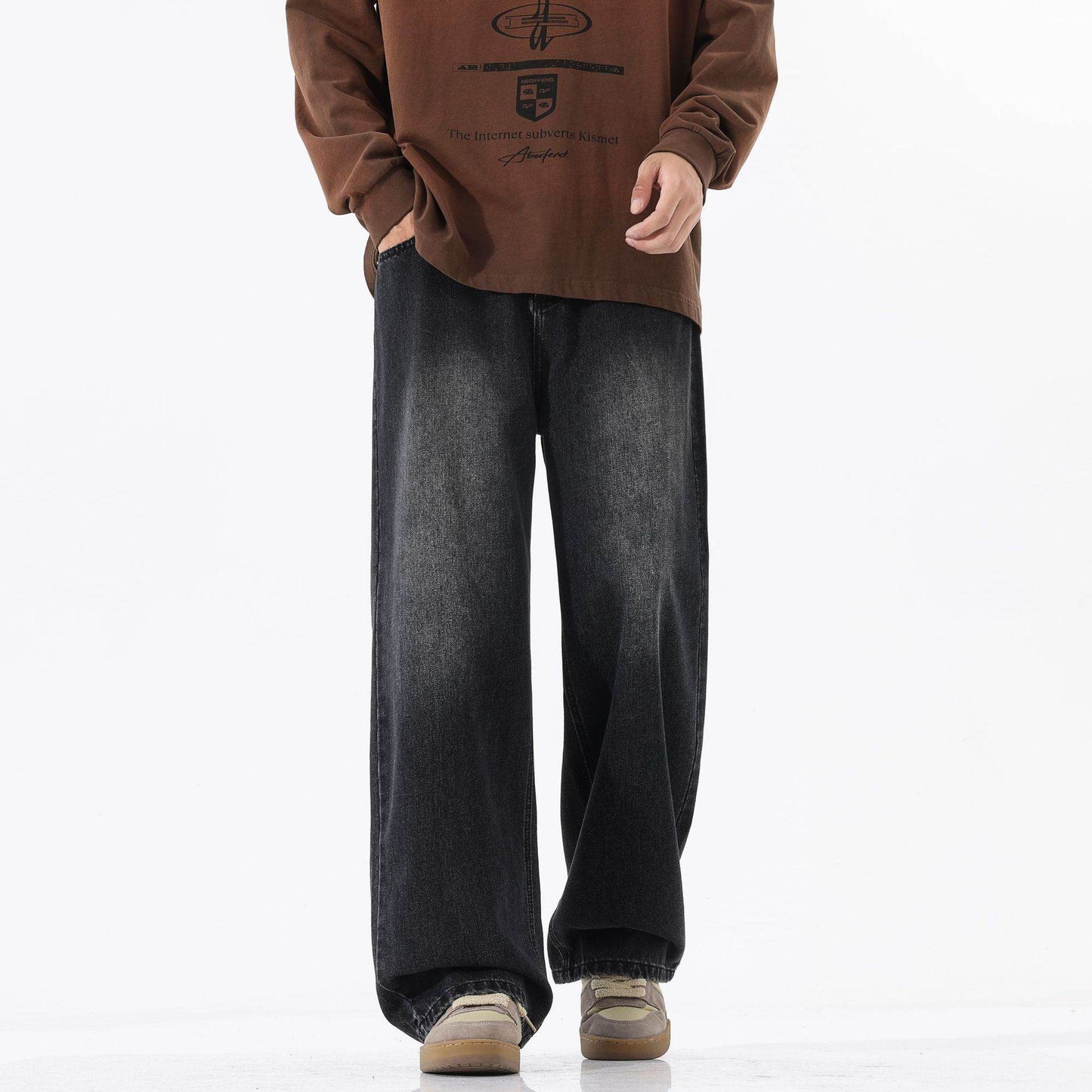 Trend Half Elastic Waist Jeans For Men MuddyStock