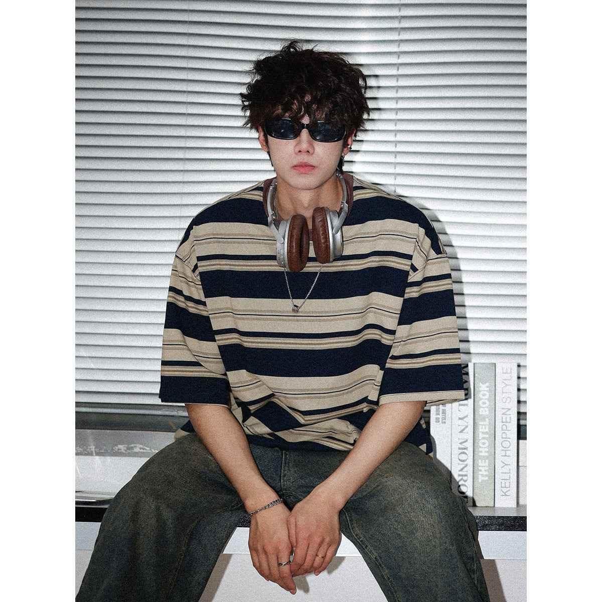 American Lovers Wild Loose Bottoming Shirt Half Sleeve Tee Khaki