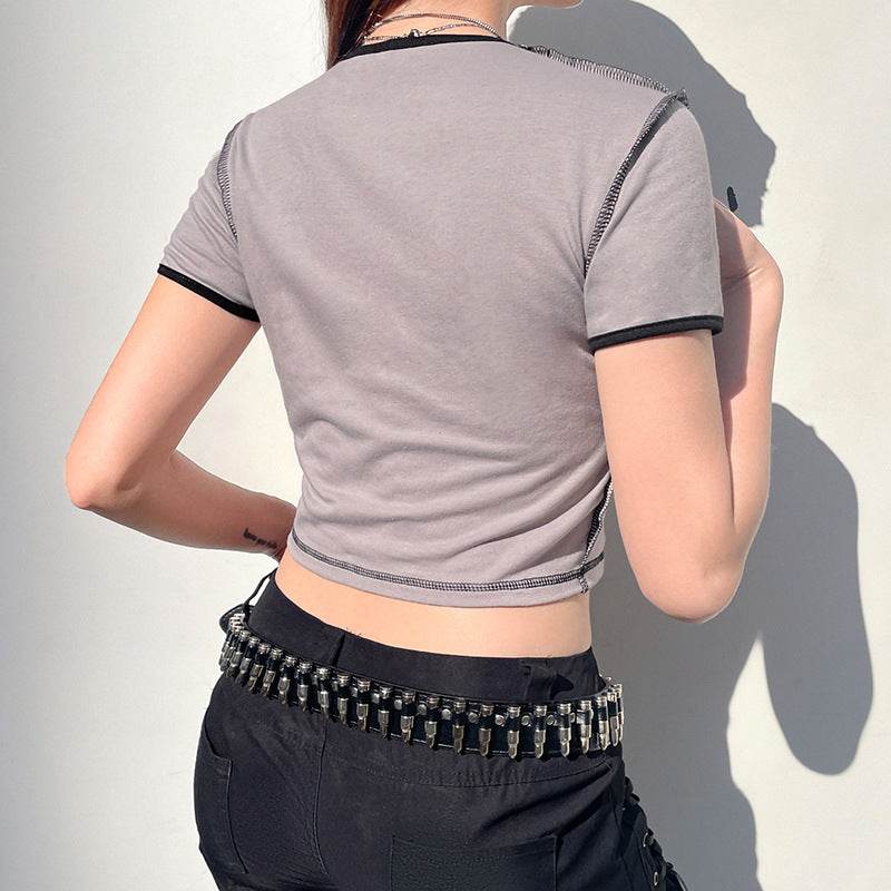 Slim Fitting Pullover Round Neck Crop Top For Women MuddyStock
