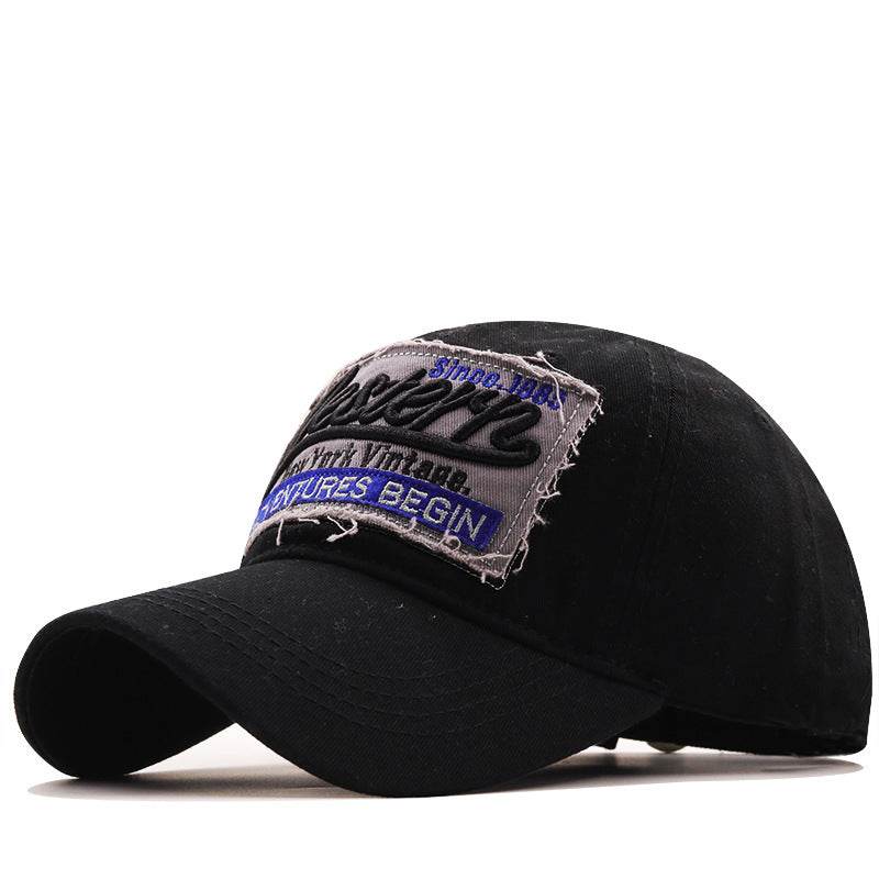 Big Alphabet Embroidery Baseball Washed Old Hat Black Adjustable MuddyStock