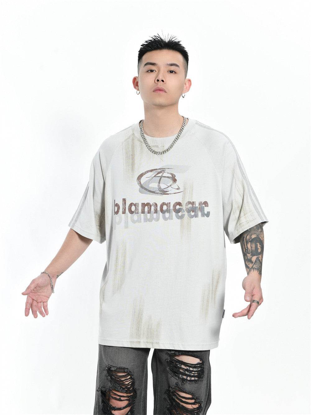 Fashion Letter Loose Short Sleeve T-shirt For Men MuddyStock