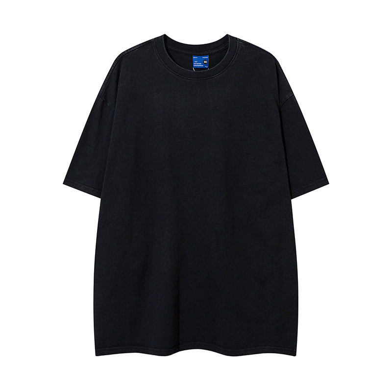 Washed Distressed Loose Short-sleeved T-shirt For Men And Women | MuddyStock Originals Black MuddyStock