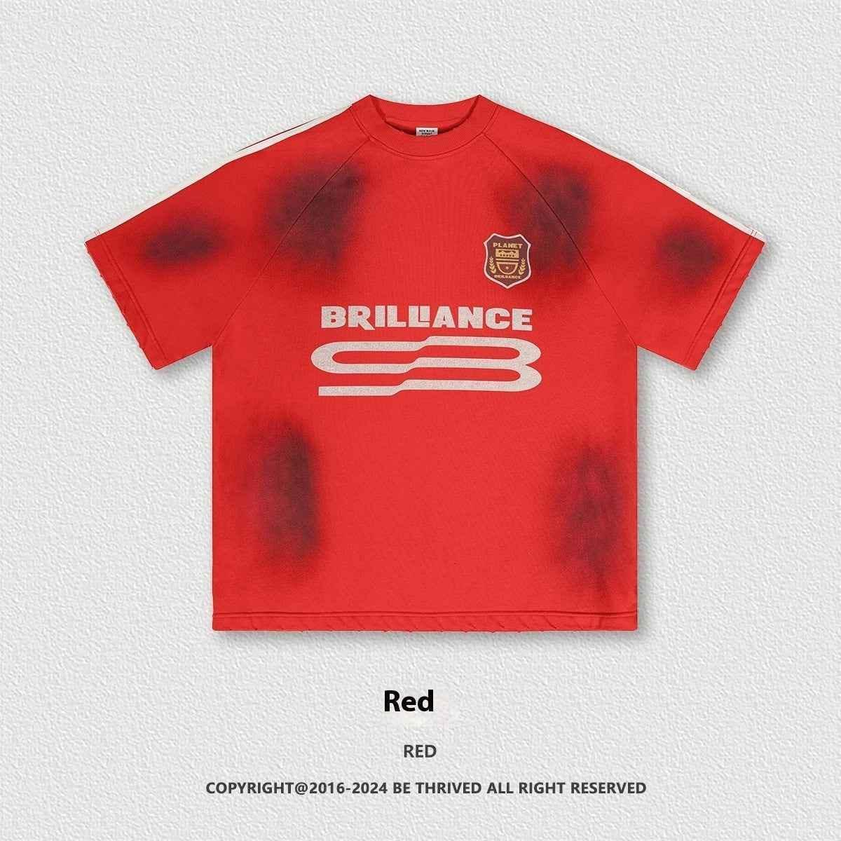 Retro Washed Distressed Short Sleeve For Men And Women Red