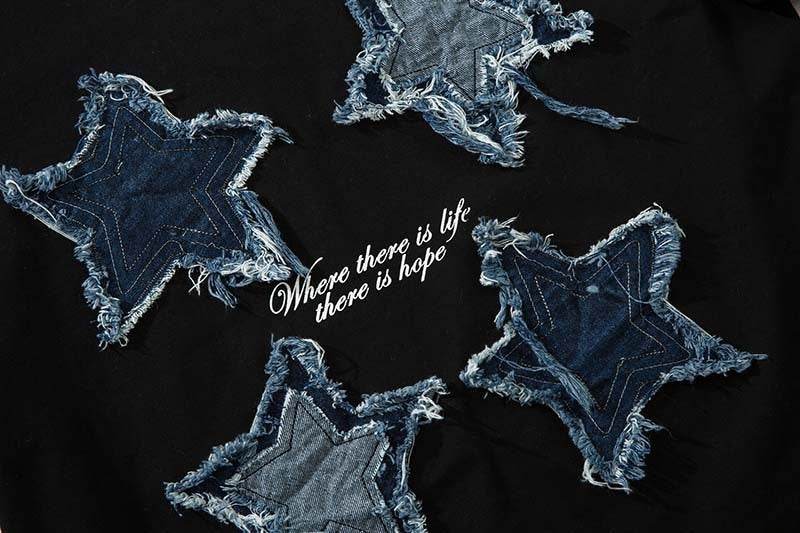 Vintage Patch Five-pointed Star Short Pomelo T Shirt For Men And Women MuddyStock